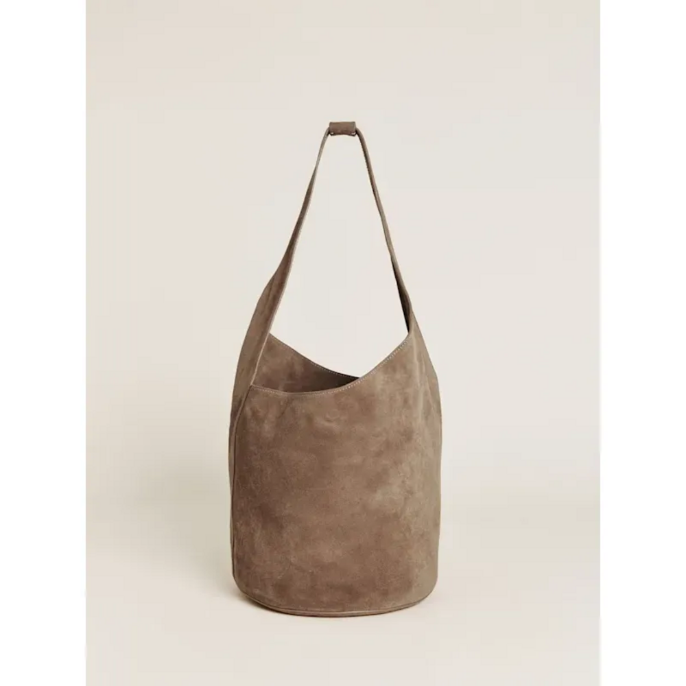 Reformation Silvana Bucket Bag - Farro Suede in Brown